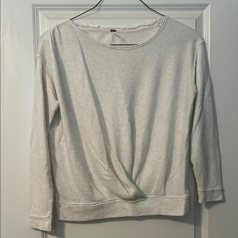 Free People Oatmeal oversized Sweatshirt with raw edges size xs